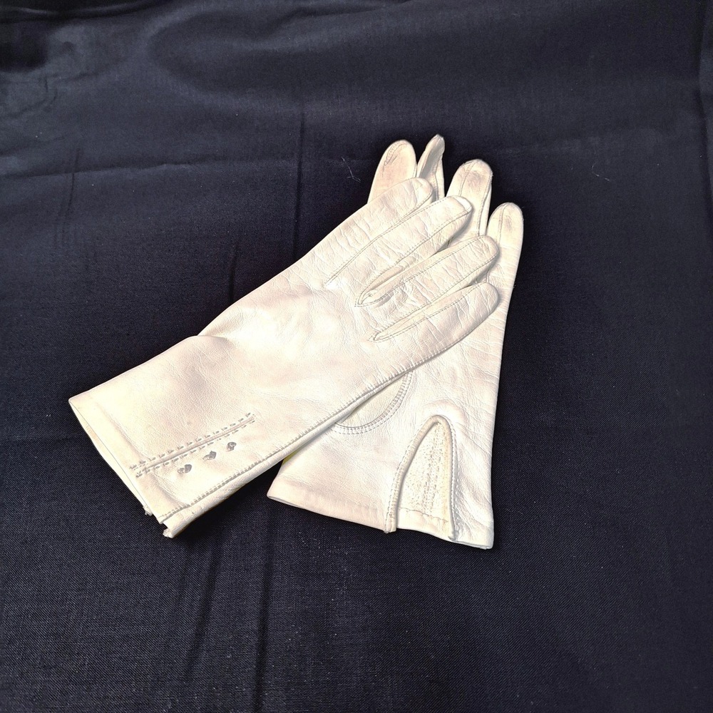 Vintage Ladies' White Leather Gloves‎ Size 6-1/2  Made in Italy - Picture 8 of 8